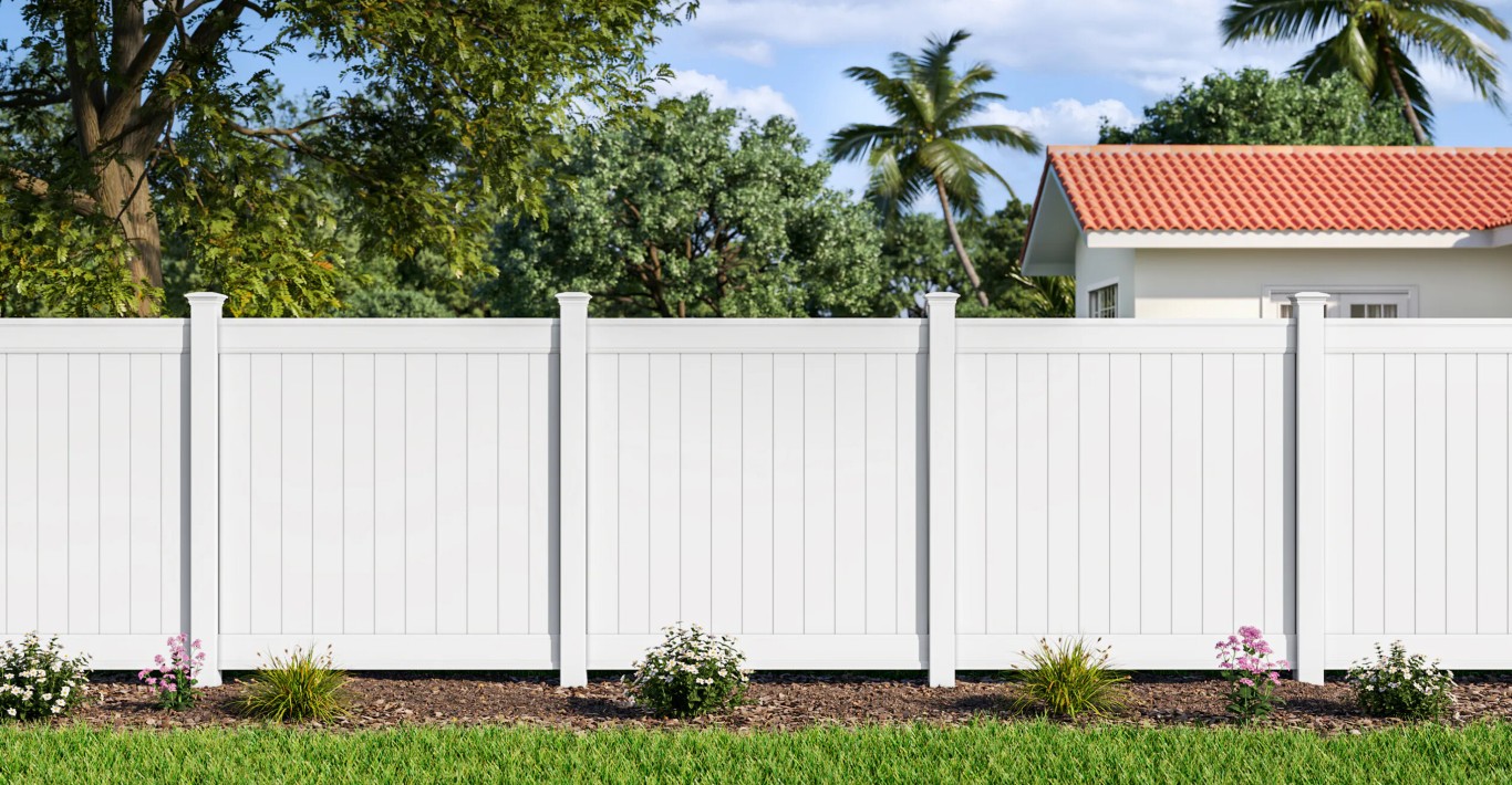 White vinyl privacy fence installed by SureFrame in San Leandro, CA